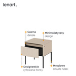TREND TR-10 - Stolik Nocny 1S Z Oświetleniem Beż Piaskowy/Czarny