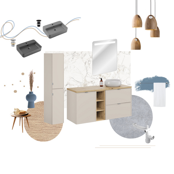 Szafka Bella Cashmere 100 cm z blatem i umywalką Trust