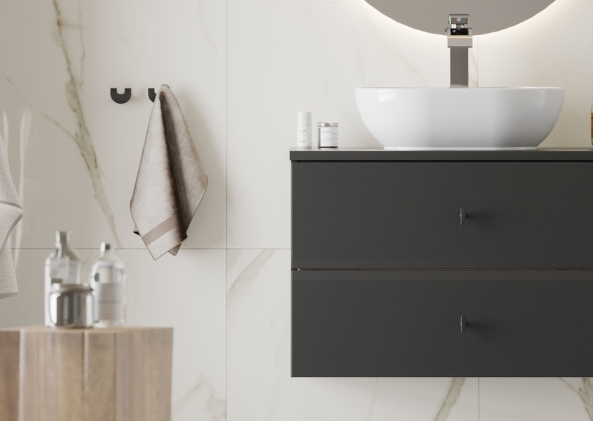 RAY-01 - Szafka pod Umywalkę 2S 80 cm Czarny Mat