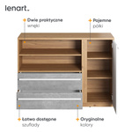 PLANO PN-05 - Komoda 1D2S Dąb Nash/Biały/Beton