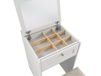 Rel TS - Toaletka Rozsuwana z Lustrem i Siedziskiem Biały Platynowy Mat