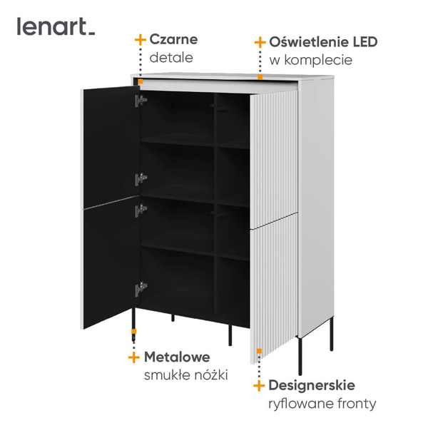 TREND TR-03 - Szafka 4-drzwiowa Z Oświetleniem Biała/Czarna