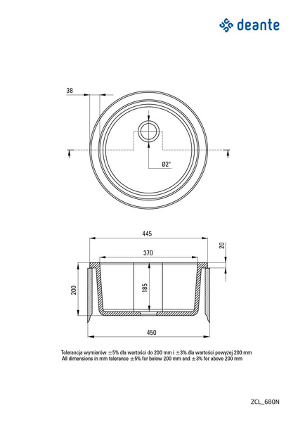 Zlewozmywak ceramiczny 1-komorowy Lusitano