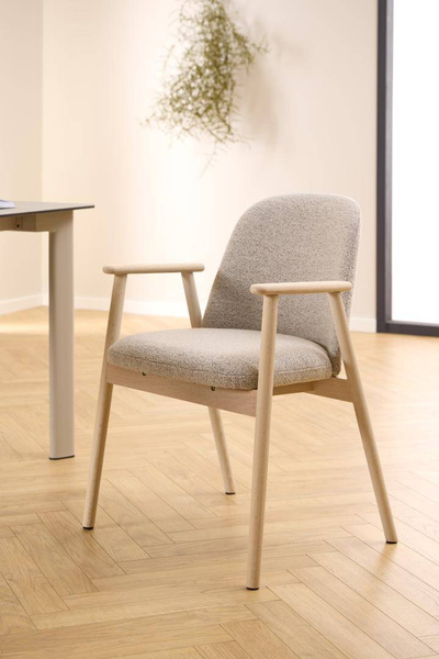 Actona Krzesło do Jadalni z Podłokietnikiem Leo Beżowy Dąb Naturalny