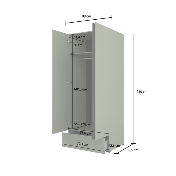 Cross S - Szafa 2D1S Zgaszona Zieleń Czarny