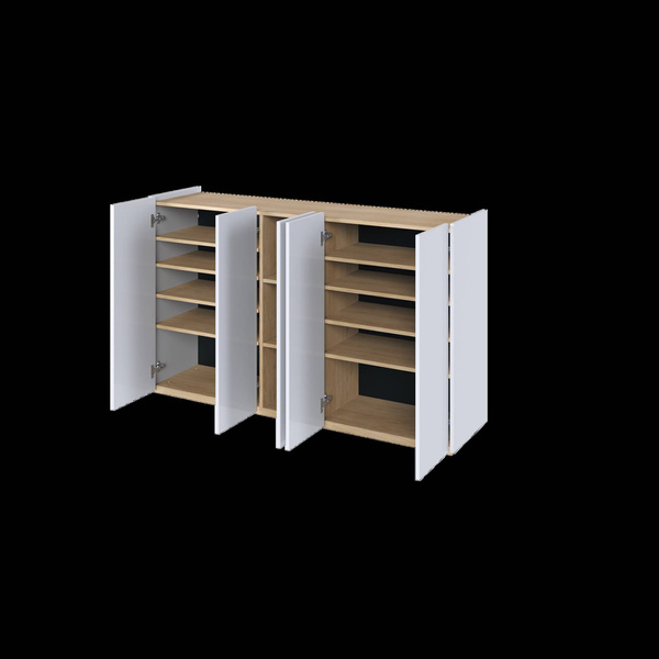 EASY EA-01 - Komoda 5-drzwiowa z Oświetleniem LED Biały Połysk/Dąb Scandi