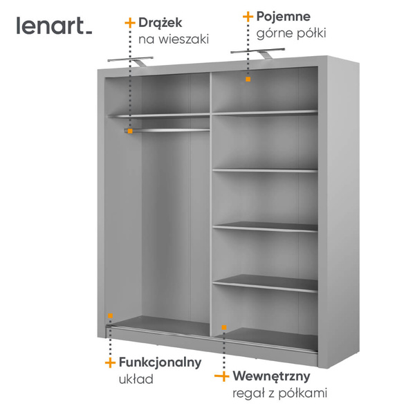 IDEA ID-16 - Szafa Przesuwna 2-drzwiowa Szara