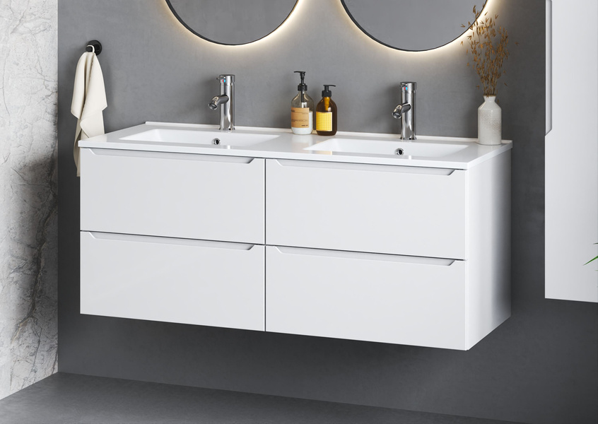 ETNA-02 Szafka pod Umywalkę 2S 60 cm Biały Mat Biały Połysk