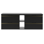 VESPER-02 - Szafka pod Umywalkę z Blatem i Regałem 4S 140cm Czarny Mat Zestaw-7