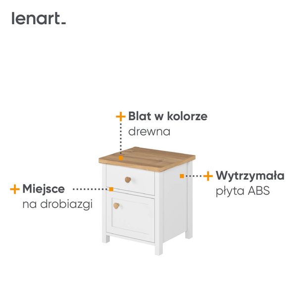 STORY SO-07 - Stolik Nocny 1D1S Biały/Dąb Nash