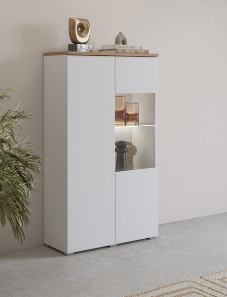 Modo - Witryna 2D Biały Mat Dąb Mauvella