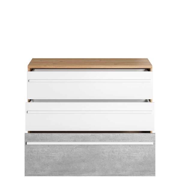 PLANO PN-07 - Komoda 3S Dąb Nash/Biała/Beton