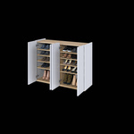 EASY EA-02 - Komoda 4-drzwiowa z Oświetleniem LED Biały Połysk/Dąb Scandi