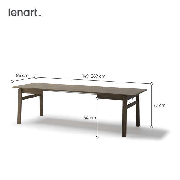 PLOT PT-01 - Stół Rozkładany 149-269 cm Dąb Ciemny