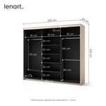 TREND TS-02 - Szafa 3-drzwiowa z Lustrem i LED Beż Piaskowy Czarny Mat