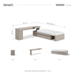 WOOW SET-WOS2L - Zestaw Kontenerek/Biurko Lewe i Łóżko Szampański/Dąb Vincenza Bielona/Clay Grey