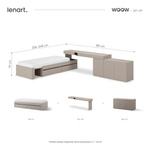 WOOW SET-WOS1P - Zestaw Komoda/ Biurko Prawe i Łóżko Szampański/Dąb Vincenza Bielona/Clay Grey