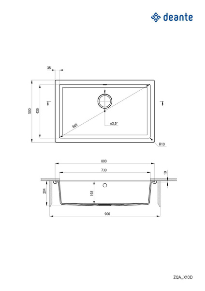 Zlewozmywak granitowy 1-komorowy podwieszany Corda