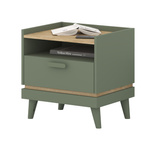 Scandi - Szafka Nocna 1S Zgaszona Zieleń Dąb Olejowany