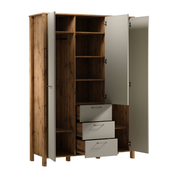 Indygo S3D3S - Szafa 3D3S Dąb Wotan/Beżowy