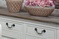 Rimini White 024 Komoda 5S prowansalska biała z przecieranym brązowym blatem drewno/mdf