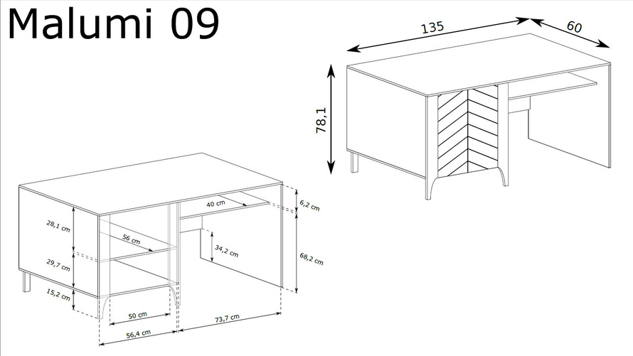 MALUMI-9 - Biurko 1D Czarny Painflow