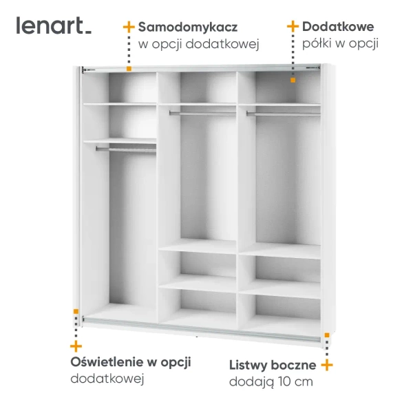 MAXI MX-05 - Szafa 3-drzwiowa z Lustrem 220 cm Biała