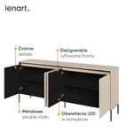 TREND TR-04 - Komoda 4-drzwiowa Z Oświetleniem Beż Piaskowy/Czarny