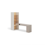 WOOW SET-WOS9PVB - Zestaw Kontenerek i Biurko Prawe/Regał Szampański/Dąb