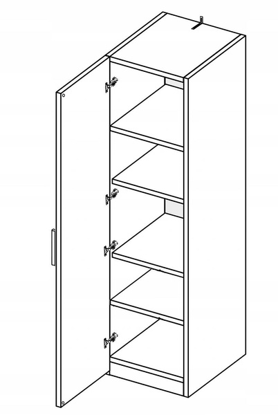 Happy HP-21-WB - Szafa 1-drzwiowa z Półkami Biały Mat Biały Połysk