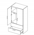 Happy HP-22-WB - Szafa 2-drzwiowa z Szufladami Biały Mat Biały Połysk