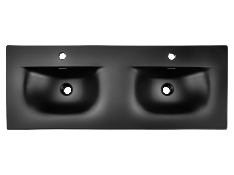 Umywalka Meblowa Ceramiczna Dwukomorowa 120 cm SKY 1 BLACK MATT 120D E-8099-120D Czarny Mat