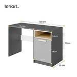 POK PO-09 - Biurko 1-drzwiowe Grafit/Buk Ibsen/Szare Jasne