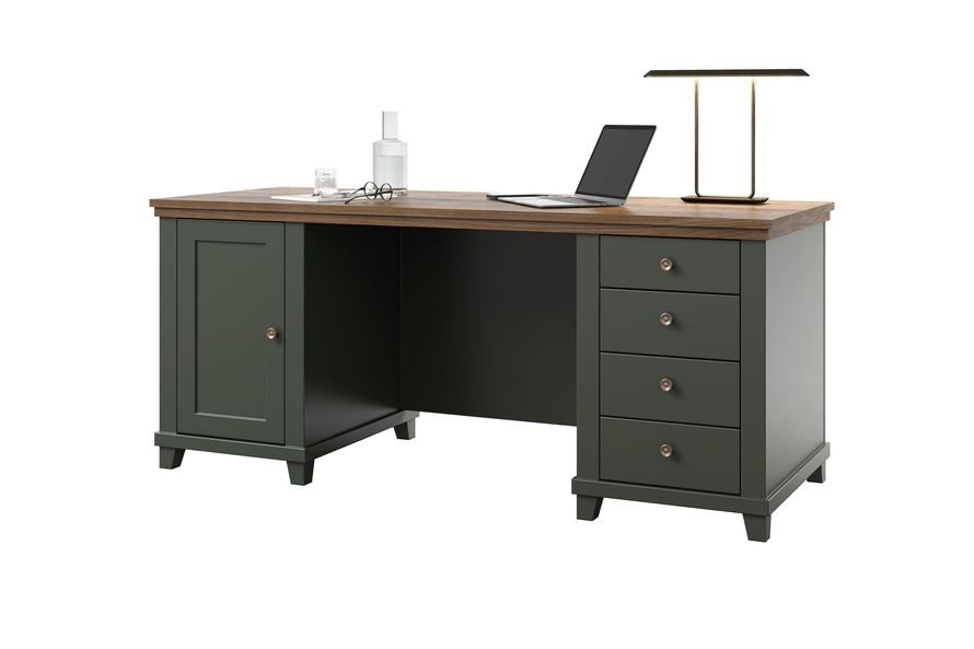 Evora Office - Biurko 1D4S Zielony Dąb Lefkas