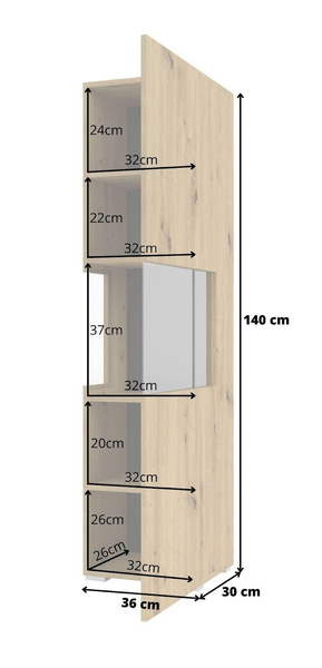 Ava Witryna 1-drzwiowa Artisan / Czarny