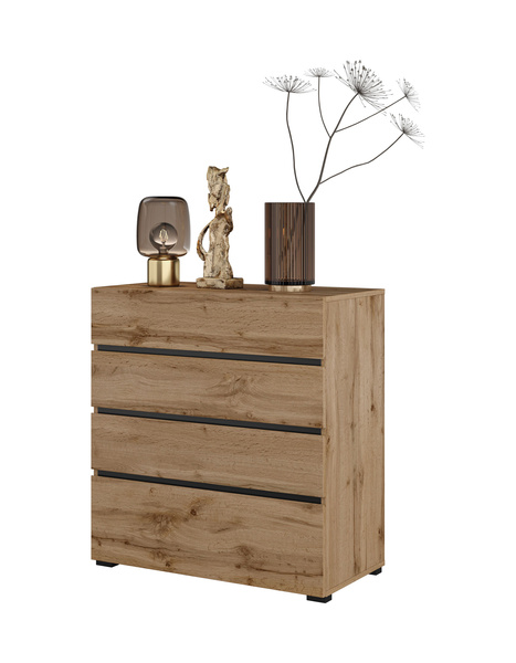 Cross S - Komoda 4 Szuflady Dąb Wotan Czarny Onyks Mat