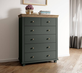 Evora S Komoda 6 Szuflad Zielony / Dąb Lefkas