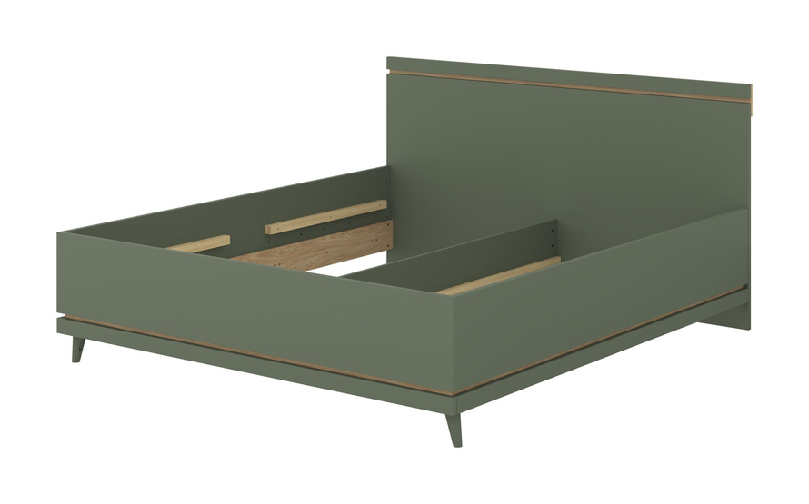 Scandi - Łóżko 180x200 cm Zgaszona Zieleń Dąb Olejowany