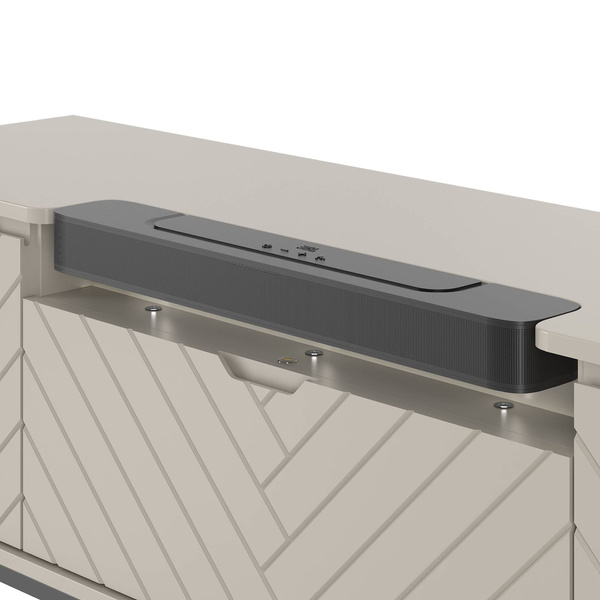 ASPEN-06 - Komoda RTV 3D z Soundbarem JBL i Oświetleniem LED Kaszmir Czarny Stelaż
