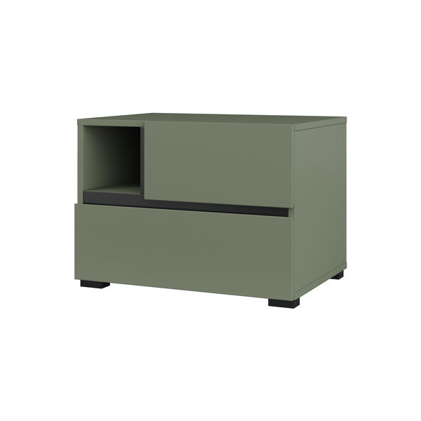 Cross S - Szafka Nocna 2 Szuflady Zgaszona Zieleń Czarny