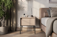 TREND TR-10 - Stolik Nocny 1S Z Oświetleniem Beż Piaskowy/Czarny