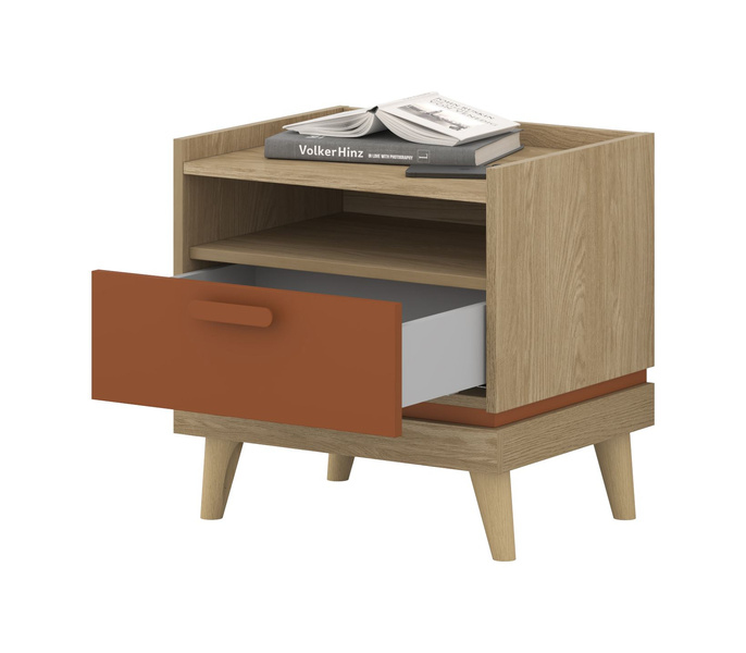 Scandi - Szafka Nocna 1S Dąb Olejowany Ceglany