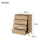 COZY CZ-03 - Komoda 4 Szuflady Dąb Olejowany