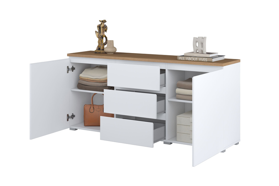 Modo - Komoda 2D3S Biały Mat Dąb Mauvella