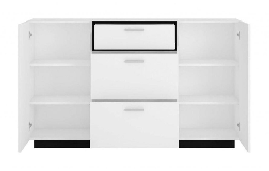 Ravenna RAVK02 – Komoda 2D3S Biały Alpejski/Czarna Perła/Biały Połysk