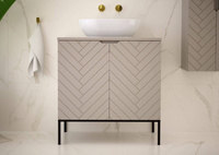 ASPEN-08 - Szafka z Umywalką i Blatem 2D 80cm Kaszmir Zestaw-2 Czarny Stelaż