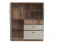 Rivero RIVV03 - Witryna 3D3S Szara/Dąb Flagstaff Ciemna