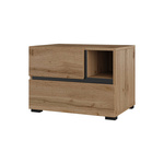 Cross S - Szafka Nocna 2 Szuflady Dąb Wotan Czarny Onyks Mat