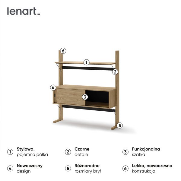 OLLIE OL-03 - Regał Niski 2D Dąb Olejowany