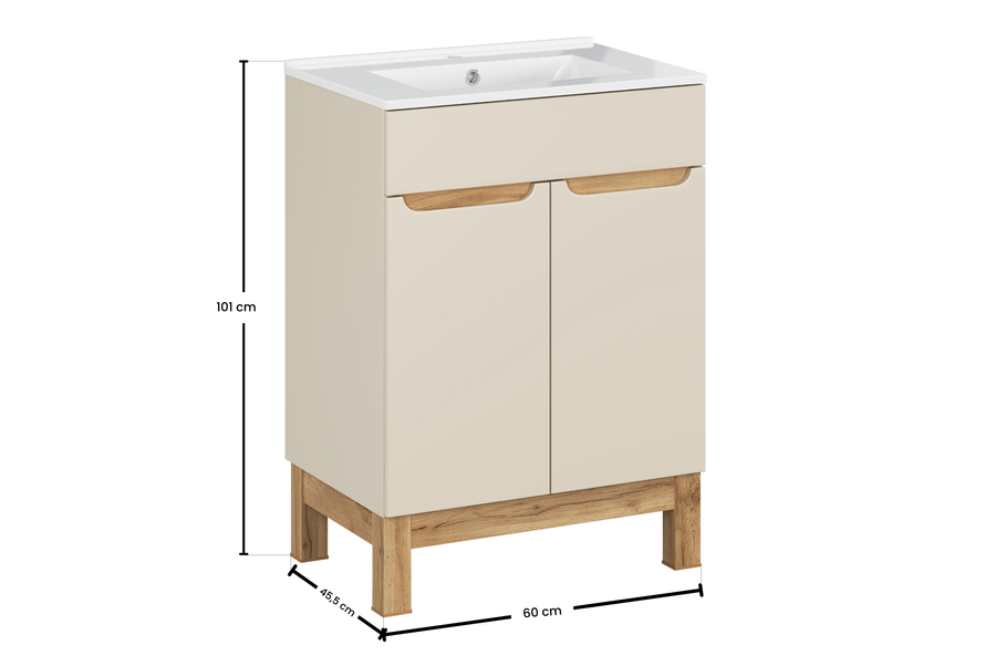 Zestaw Szafka z Umywalką Meblową 60 cm 2D Bali Cashmere